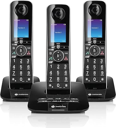 Motorola D8713 DECT Cordless Phone with Triple Handsets