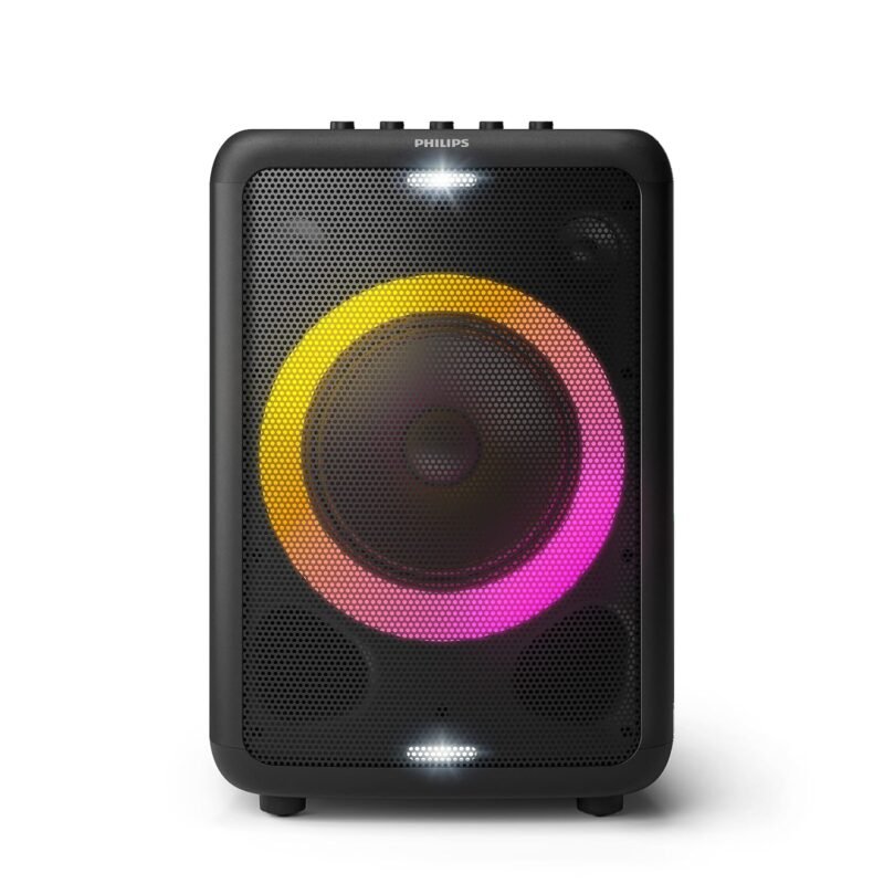 Philips TAX3206 Portable Party Speaker, 80W with Guitar Input & Lights